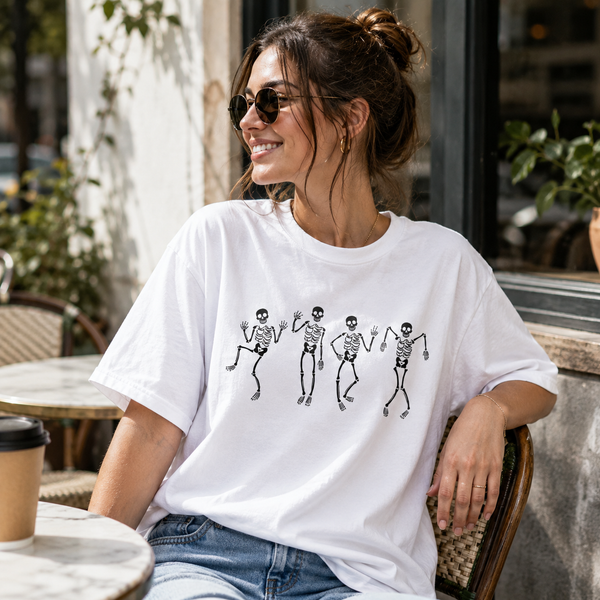 Bone Rhythm - Dancing Skeletons Graphic Streetwear Tee - mockup